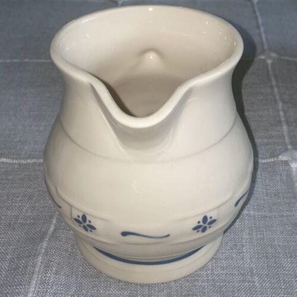 Longaberger Woven Traditions Blue Pottery Small Milk/Juice Syrup Pitcher - Picture 6 of 9